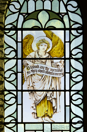 Betws Bledrws, St Bledrws, Shrigley & Hunt (1873-1982), Carl Almquist, Angel With Scroll, 1887