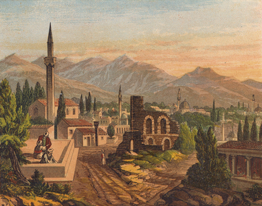 Landscape in the Holy Land (colour litho)