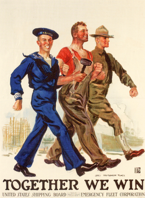 'Together We Win', United States Shipping Board Emergency Fleet Corporation, 1st World War poster (colour litho)