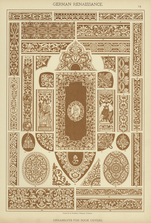 German Renaissance, Ornaments for Book Covers (colour litho)