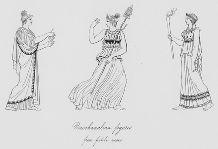 Bacchanalian figures, from fictile vases (engraving)