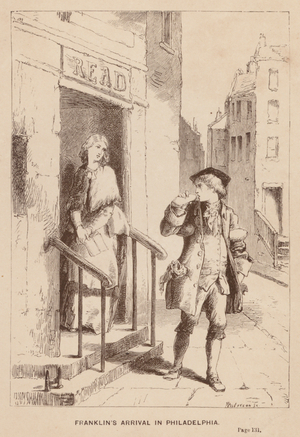 Franklin's arrival in Philadelphia (engraving)