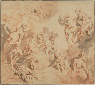 Antwerp Blessed with Abundance, c.1648 (red chalk on paper)
