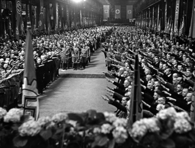 A conference of the Reich Chamber of Labour at Krupp in Essen, 1940 (b/w photo)