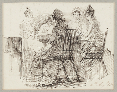 Seated group, 1808 (pen & ink on paper)