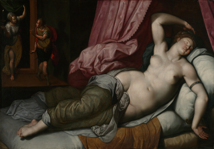 Paris Being Admitted to the Bedchamber of Helen, c.1585-90 (oil on canvas)