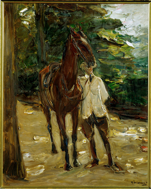 Groom with horse (panting)