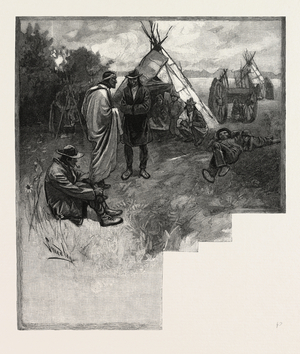 Winnipeg to Rocky Mountains, Camp, Canada, Nineteenth Century Engraving