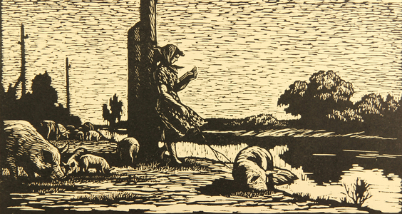 The Swine-Herd, 1957 (linocut)