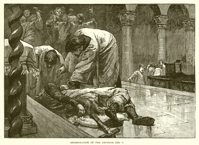 Assassination of the emperor Leo V (engraving)