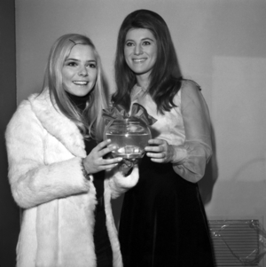 French Singers France Gall and Sheila at TV Programme "Palmares Des Chansons" December 14, 1967 (b/w photo)
