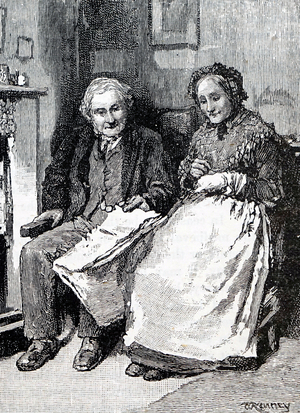 An elderly couple. By William Small (1843-1929) an English illustrator. 1880 (engraving)