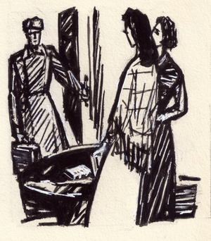 Illustration from "Birch Hubbub" by Leonid Serpilin, 1972 (gouache on paper)