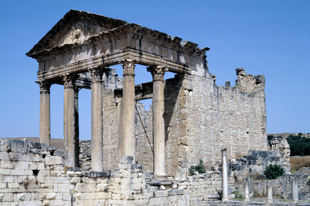 Dougga, Capitolium, Temple dedicated to Jupiter, Juno & Minerva, 2nd c, AD (photo)