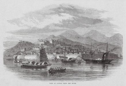 View of Guangzhou from the river, Guangdong, China (engraving)
