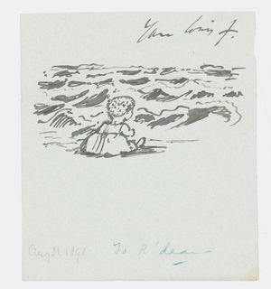 Seaside, Letter to the artist's granddaughter, Angela Thirkell, August 31, 1891 (pen & black ink on paper)