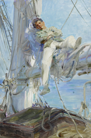 Sleeping Sailor, Falmouth 1905 (oil on canvas)