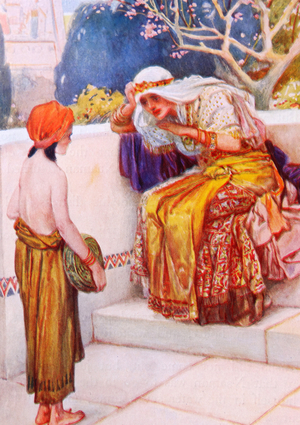 Painting depicting the captive maid of Naamans wife