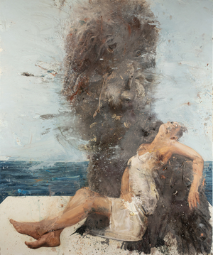 Woman with dog II, 2021 (oil on canvas)