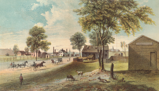 Harlem Lane, from Central Park to Manhattanville, 1865 (colour litho)