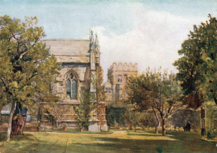 University College – Private Garden of the Master (colour litho)