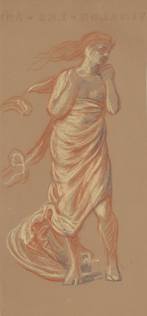 Standing Draped Female Figure, c.1872-77 (crayon on wove paper)