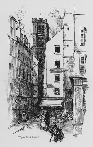 Paris: L'Eglise Saint-Gervais (litho)