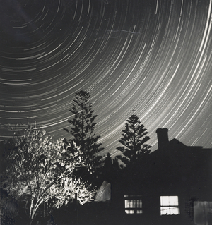 Star Trails, Waimamaku Valley, Hokianga, New Zealand, September 1957 (b/w photo)