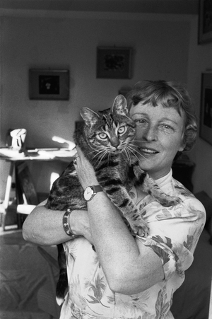 Ursula Schuh and cat, 1955 (photo)