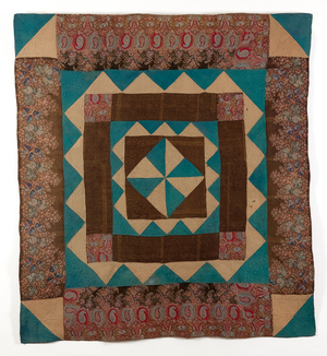 Welsh Pin Wheel Frame Quilt, 1880-89 (textile)