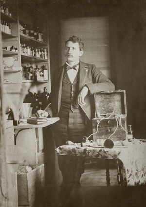 Dr. Wallace in Office, Ohio, 1895 (cabinet card)