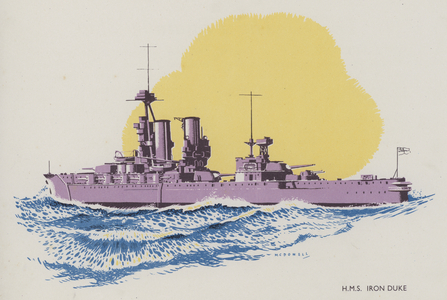 HMS Iron Duke (colour litho)