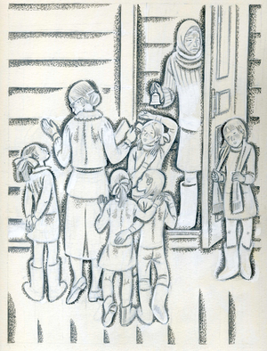 Illustration from 'Lace from Vyatsk' by Stanislav Romanovsky, 1982 (gouache on paper)