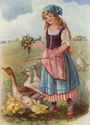The Goose Girl (colour litho)