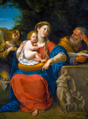 The Holy Family (oil on metal)