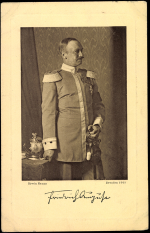 Crown Prince Friedrich August, stand portrait, sabre