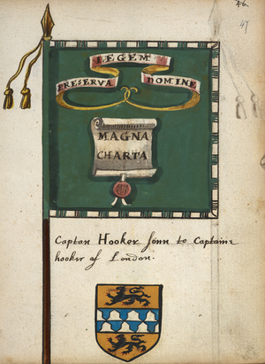 A drawing of a regimental banner belonging to Captain Hooker