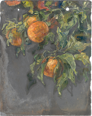 Seville Oranges on Slate, 2014 (oil on slate)
