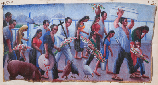 Another Mexican Baby, 1953-54 (oil on woven potato mat)