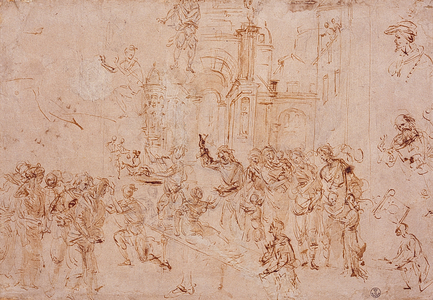 Fresco studies for the Strozzi Chapel (drawing)