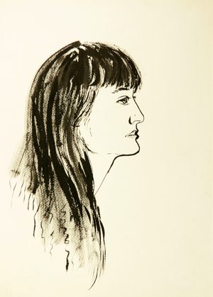 Portrait of Young Woman, 1964 (tempera on paper)