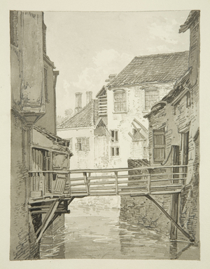 Back of Merchant Taylors' Almshouses from Castle Mill, 1820 (pencil & watercolour on paper)