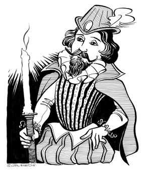 William Byrd holding candle - English composer - c