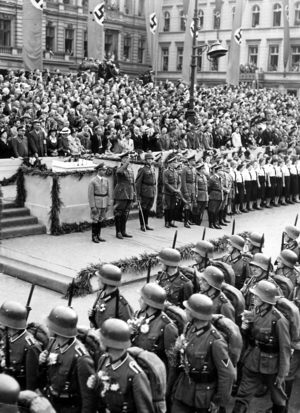 Victory Parade in Berlin after the end of the French campaign, 1940 (b/w photo)