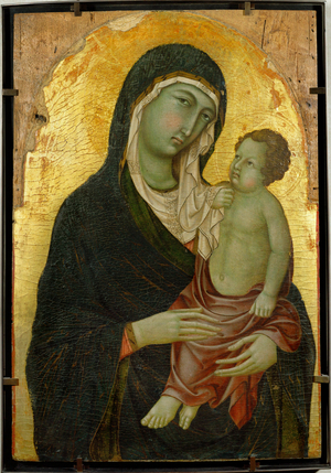 Virgin Mary and infant Jesus. Gold ground …