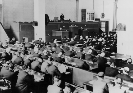 James Ramsay MacDonald at the World Economic Conference in London, 1933 (b/w photo)