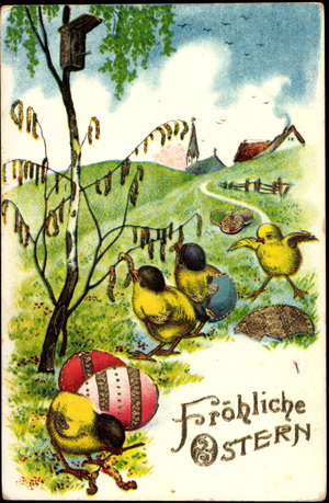 Embossing Happy Easter, Chick, Easter Eggs, Birch, Place