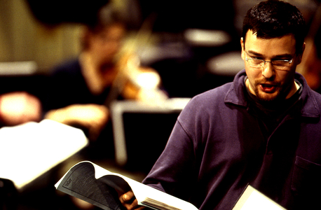 Andreas Scholl in rehearsal, Paris, 2001.  AS German  counter-tenor b.  10 November 1967.