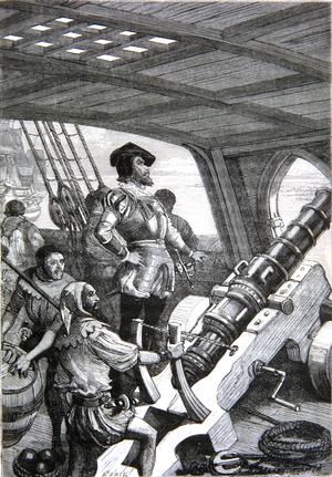Jacques Cartier, 1491-1557. Discovers Canada, French Mariner and Explorer.Engraving