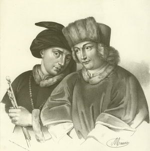 Hubert (1366-1426) and Jan van Eyck (1370-1441), Flemish artists (engraving)